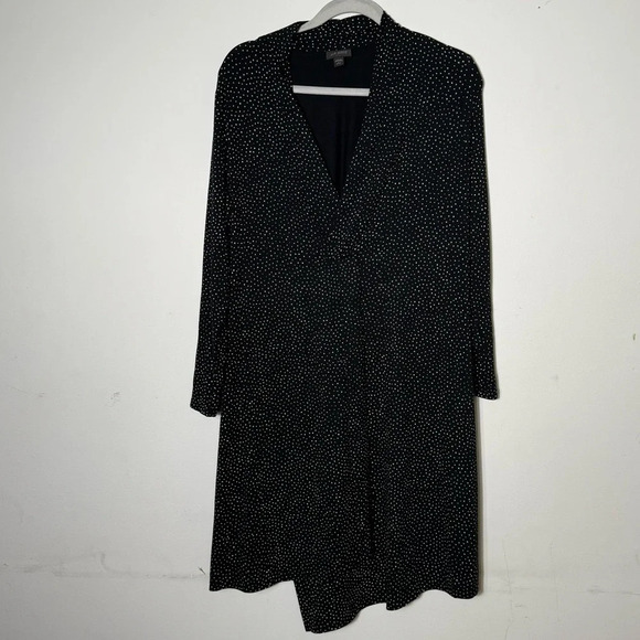 J. Jill Black Polka Dot Dress Large Petite Black White - Picture 1 of 5